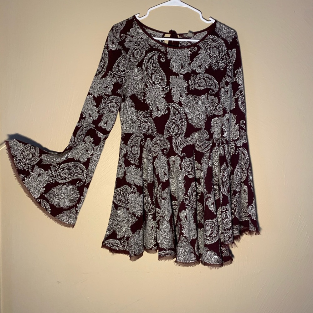 Burgundy Long Sleeve Dress